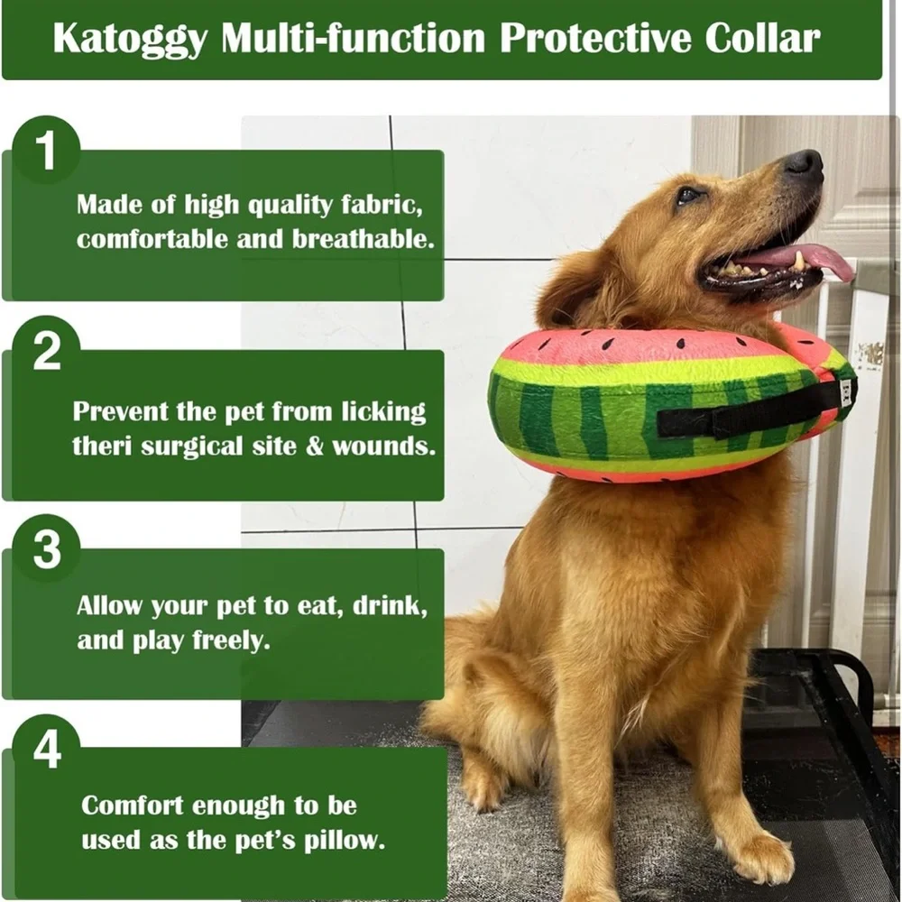 Watermelon Inflatable Dog Recovery Collar | Soft Cone Alternative XL